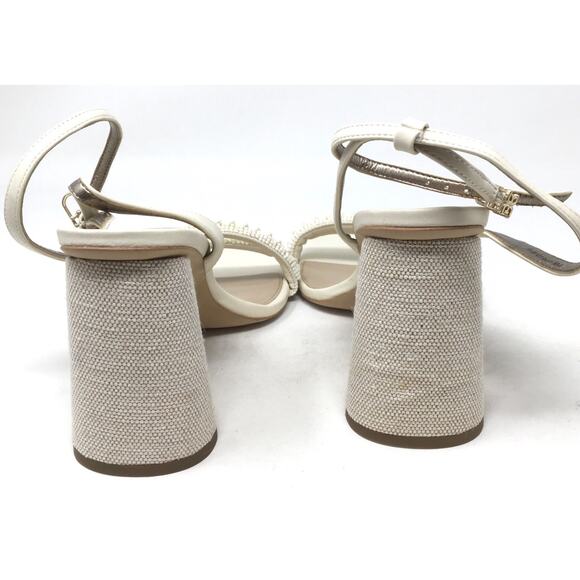 Sam Edelman Kia Beads Women's Size 9.5 Modern Ivory Ankle Strap Block Heels - Picture 6 of 7